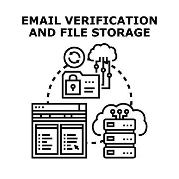 Email verification and secure cloud file storage concept Stock Illustration