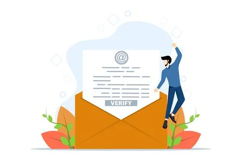 Email verification. get incoming email. Send and receive verification emails. Stock Illustration