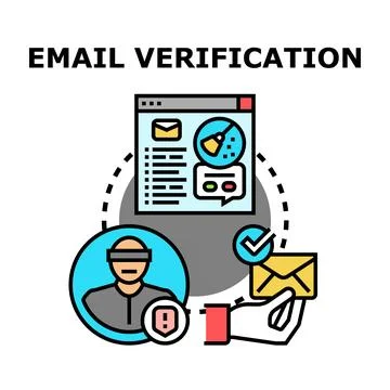 Email verification method checking user security access Stock Illustration