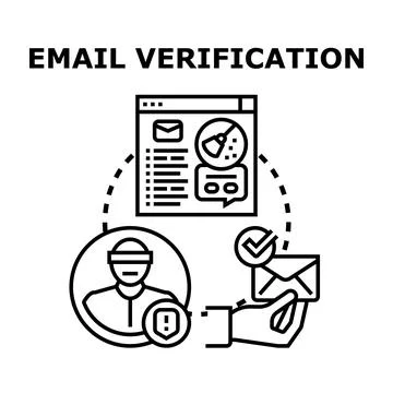 Email verification method checking user security access Stock Illustration