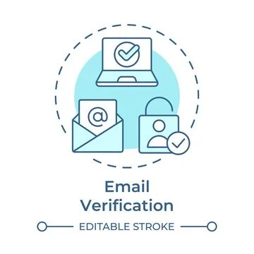Email verification soft blue concept icon Stock Illustration