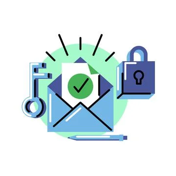 Email verification. Vector icon in bold line style Stock Illustration