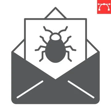 Email virus glyph icon, security and protection, spam vector icon, vector Stock Illustration