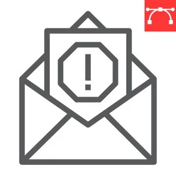 Email virus line icon, security and mail, spam sign vector graphics, editable Stock Illustration