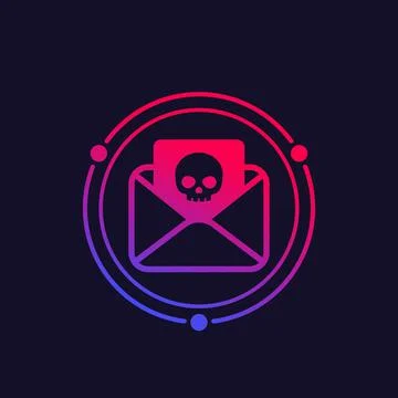 Email with virus or phishing vector icon Stock Illustration