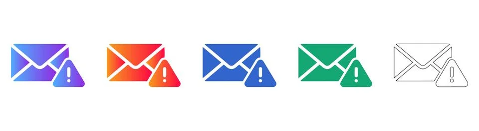 Email Warning Notification Icon Set Stock Illustration