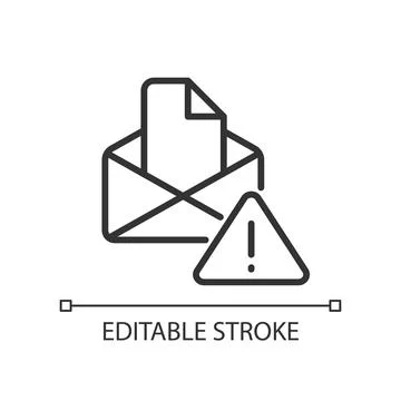 Email warning pixel perfect linear icon Stock Illustration