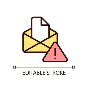 Email warning pixel perfect RGB color icon Stockillustratie