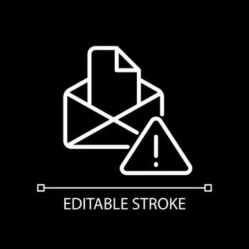 Email warning white linear icon for dark theme Stockillustratie