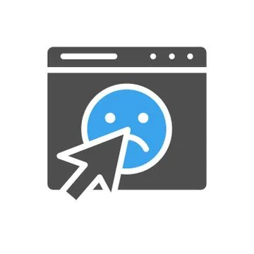 Email, webpage with sad face colored icon. Customer satisfaction, feedback Stock Illustration
