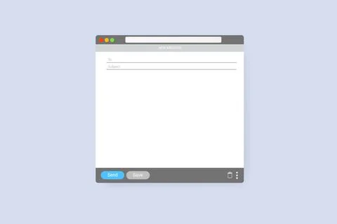Email window template, new message grey interface mockup design. Computer Stock Illustration