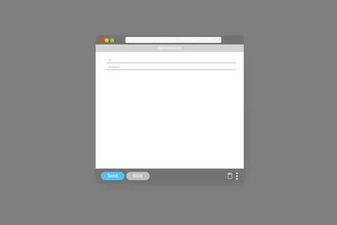 Email window template, new message blue interface mockup design. Computer 스톡 일러스트