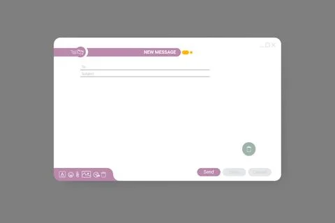 Email window template, new message blue interface mockup design. Computer Stock Illustration