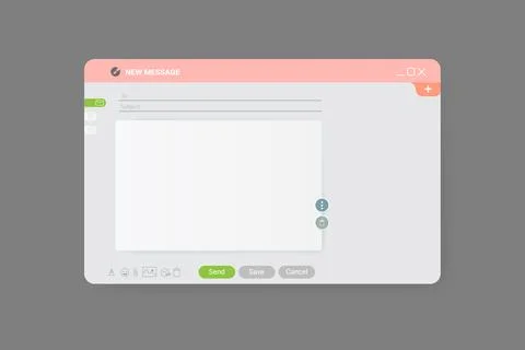 Email window template, new message blue interface mockup design. Computer 스톡 일러스트