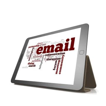 Email word cloud on tablet Illustrazione stock