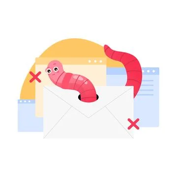 Email Worms Identifying and Mitigating Cyber Threats to Your Digital Security Illustrazione stock