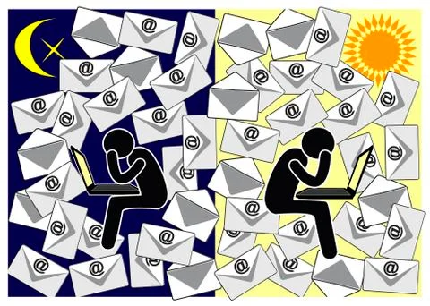 Emails 24 hours a day Illustrazione stock
