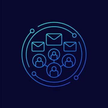 Emails and people line vector icon Stock Illustration