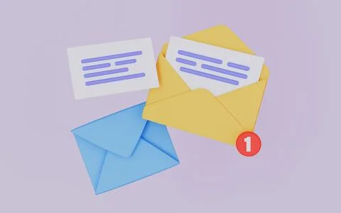 Emails and unread message for communication concept 3d illustration Stock Illustration