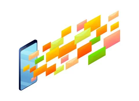 Emails, many incoming sms. concept of spam letters Illustrazione stock
