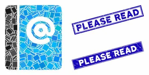 Emails Mosaic and Scratched Rectangle Please Read Seals 스톡 일러스트