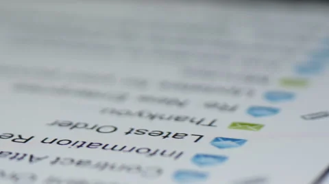 Emails on touchscreen device Stock Footage 64339697