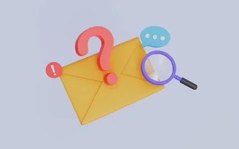 Emails with warning signs, important mail, junk mail 3d illustration Stock Illustration