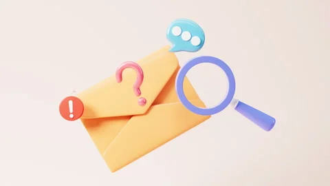 Emails with warning signs, junk mail, important mail, 3d rendering. Stock Footage 283642954