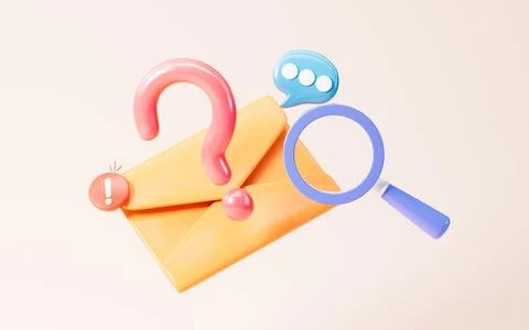 Emails with warning signs, junk mail, important mail, 3d rendering. Stock Illustration