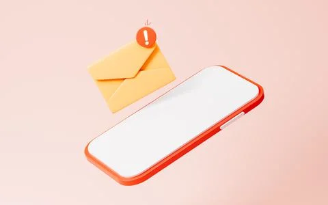 Emails with warning signs, junk mail, important mail, 3d rendering. 스톡 일러스트