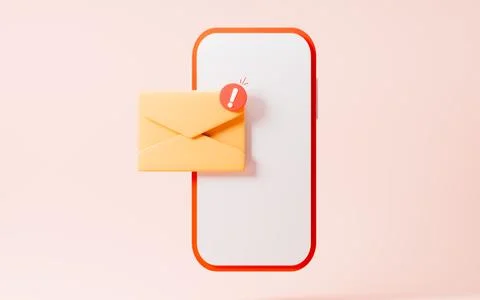 Emails with warning signs, junk mail, important mail, 3d rendering. 스톡 일러스트