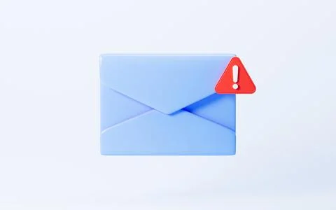 Emails with warning signs, junk mail, important mail, 3d rendering. 스톡 일러스트