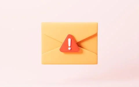 Emails with warning signs, junk mail, important mail, 3d rendering. 스톡 일러스트
