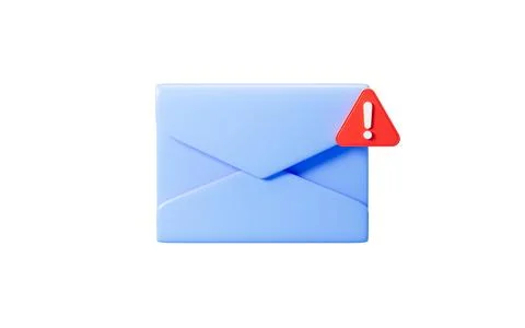 Emails with warning signs, junk mail, important mail, 3d rendering. Illustrazione stock