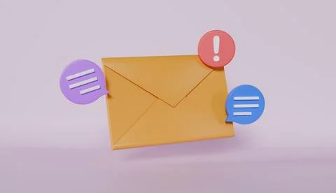 Emails with warning signs, junk mail, important mail Stock Illustration