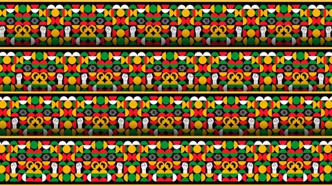 Emancipation Day African Pattern Background Loop with Colorful Geometric Tr.. Stock Footage 343602132