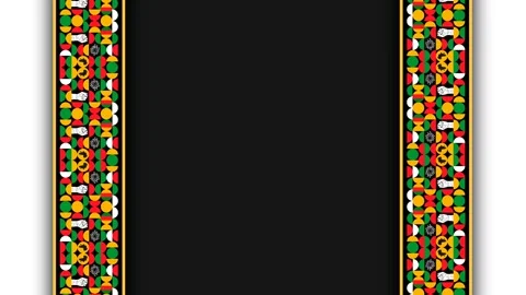 Emancipation Day Background with Colorful Pan African Pattern Border Frame. Stock Footage 343601254