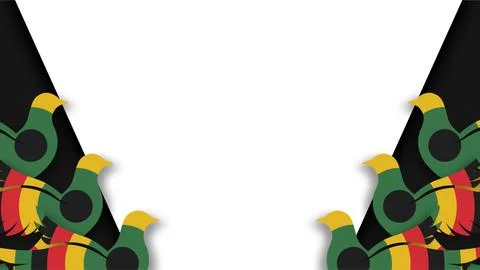 Emancipation Day Background with Pan African Colors and Stylized Birds Bord.. Stock Illustration