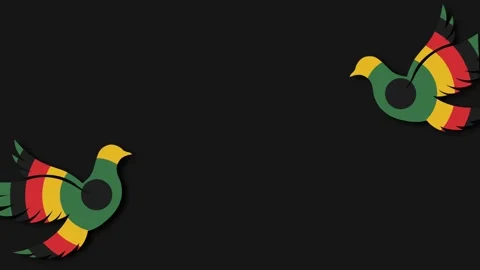 Emancipation Day Celebration Background with Flying Pan African Colored Birds Stock Footage 343637431