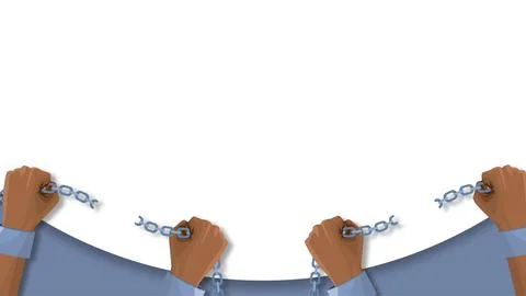 Emancipation Day illustration with broken chains and hands rising up for fr.. Stock Illustration