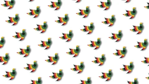 Emancipation Day Seamless Pattern Background with Pan African Colored Birds  Stock Footage 343641452