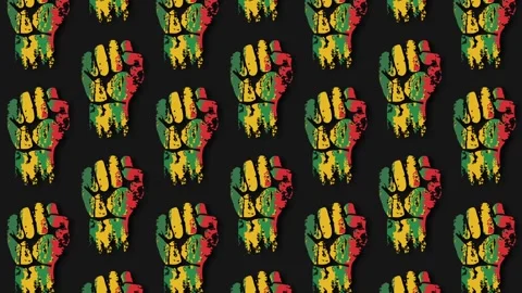 Emancipation Day Seamless Pattern of Raised Fists in Pan African Colors Stock Footage 343604746