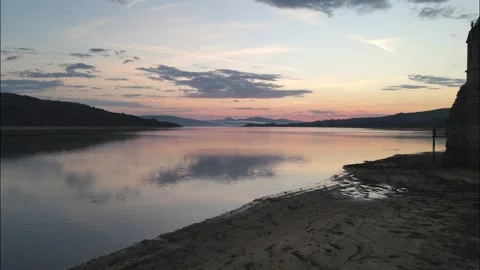 Embalse del Ebro. Spain. Sunset. River. Church Stock Footage 244734178