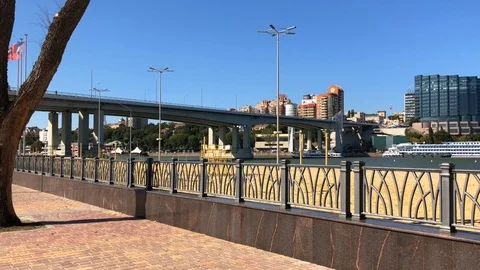 Embankment with a beach by the river Stock-Footage 118889377