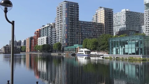 Embankment. Reflection of a building on the surface of a river. Stock Footage 76900069