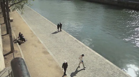 Embankment of river Sein Stock Footage 34841137