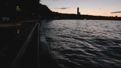 Embankment of the river at sunset Stock Footage 86200041