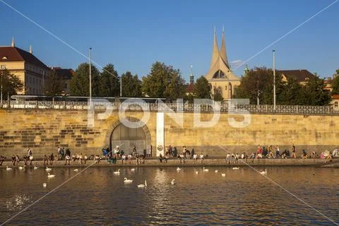 Embankment of river Vltava Stock Photos