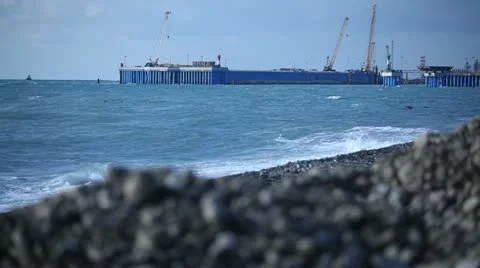 Embankment in Sochi. construction of Olympic objects Stock Footage 22022690