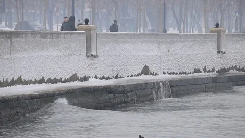 Embankment in winter Stock Footage 102918652